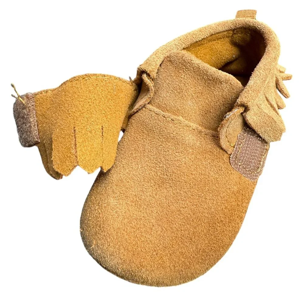 Baby’s Tan Genuine Leather Moccasins- Size 4‎